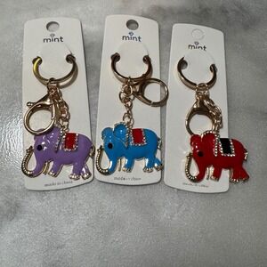 Mint Elephant Keychain Purse Charm Colorful Gold Tone Choice of 1